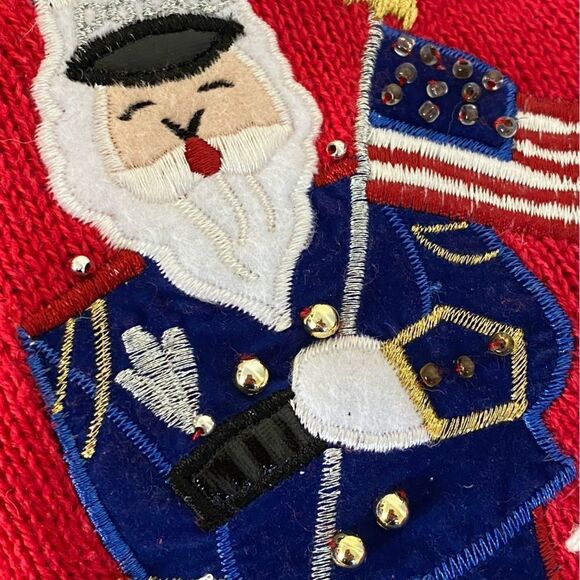 Victoria Jones Vintage Embroidered Embellished Santa Xmas Cardigan Sweater Sz 2X - Picture 4 of 16